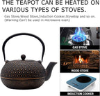 25.4oz Magnetic Glass Teapot Set with 60.9oz Cast Iron Tea Kettle for Stovetop, Small Enchanted Brewing Tea Pot, Witchcraft Magic Borosilicate Tea Set with Strainer for Loose Leaf