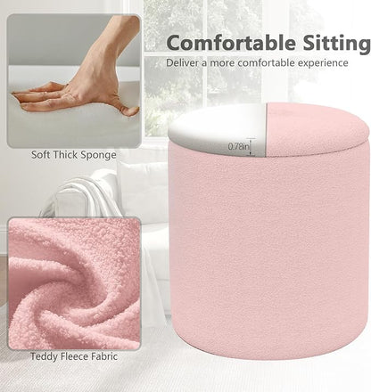 Cmishe Ottoman Poufs with Storage, Soft Upholstered Vanity Stool - Image 7