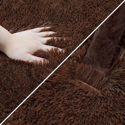 2x8 Bedside Area Rugs for Bedroom Soft Fluffy Shag Brown Rug for Hallway - Image 6