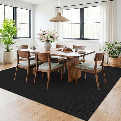 KOZYFLY Black 6x9 Dining Room Rugs, Washable Area Rug - Image 2