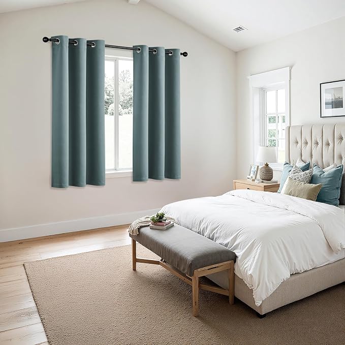 MIULEE Blackout Curtains for Bedroom 2 Panels 40 x 63 Inch Long Dusty Blue | - Image 6