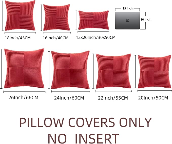 Fancy Homi 2 Packs Red Decorative Throw Pillow Covers 20x20 Inch - Image 8