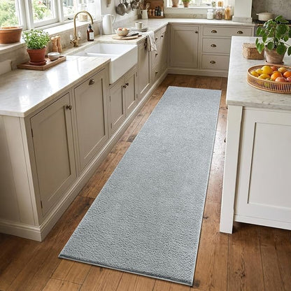 2x6 Light Grey Solid Runner Rug Washable Non-Slip by Unknown