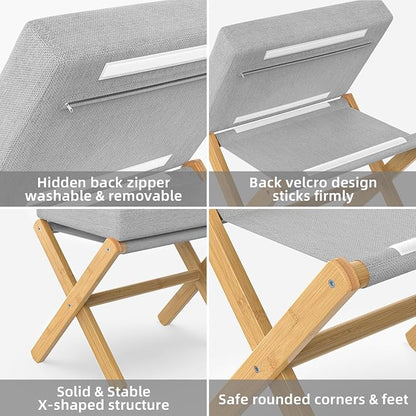 BAMBOOHOMIE Foldable Foot Stool Ottoman, Modern Foot Rest - Image 4