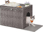 Feandrea Cat Litter Box Enclosure, Handwoven Rattan Hidden Litter Box Furniture by FeandreabySONGMICSHOME
