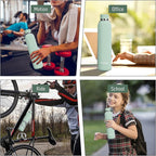 Slim Insulated Water Bottles for Travel 25oz with Clip, Double Wall Vacuum Stainless Steel Water Bottle Keeps Drinks Cold 24 Hrs/Hot 12 Hrs, 100% Leakproof, BPA Free(Mint)