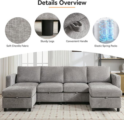 WUTUTUEE 107”Modular Sectional Sofa Convertible U Shaped Sofa Couch Set - Image 3