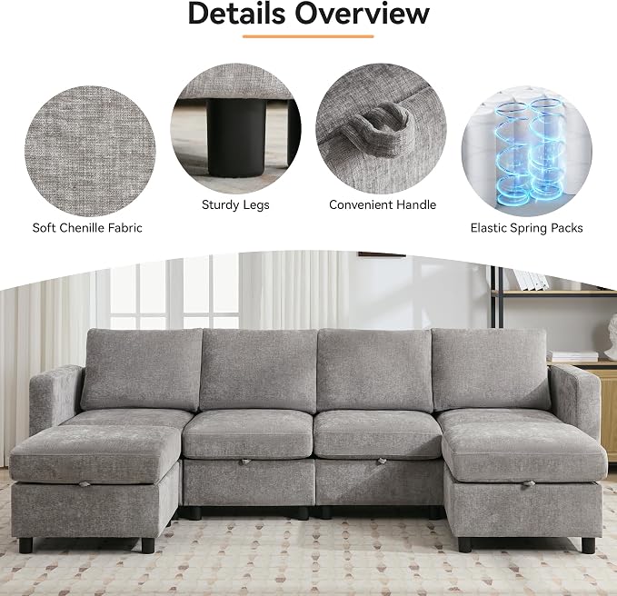WUTUTUEE 58”Modular Sectional Loveseat Sofa, Modern Love Seat 2 Seater Sofa - Image 3