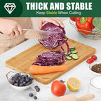 Homaxy Organic Bamboo Cutting Boards for Kitchen, 15"x10" Wooden Medium Cutting Board with Juice Groove and Handles, Charcuterie Butcher Block Wood Serving & Chopping Board - Pre Oiled