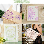 A4 Mandala 4 Pack 11x8'' Mandala Stencils for Painting on Wood, Floor, Wall, Tile Fabric, Reusable Furniture Stencils Painting Template