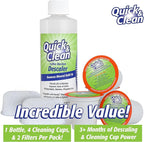 Quick & Clean 4-Pack of Cleaning Cups + 2 Filters with Descaler Bundle (2 Total Uses) - 2.0 Compatible, Descaling Solution for Keurig, Nespresso, Ninja, Delonghi, All Coffee and Espresso Machines…