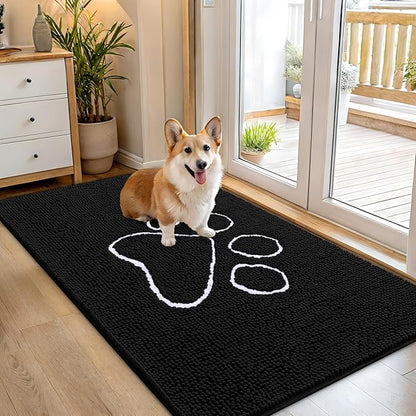 OLANLY Dog Door Mat for Muddy Paws 54x32, Paw Print Design Chenille Mud Mat | by OLANLY