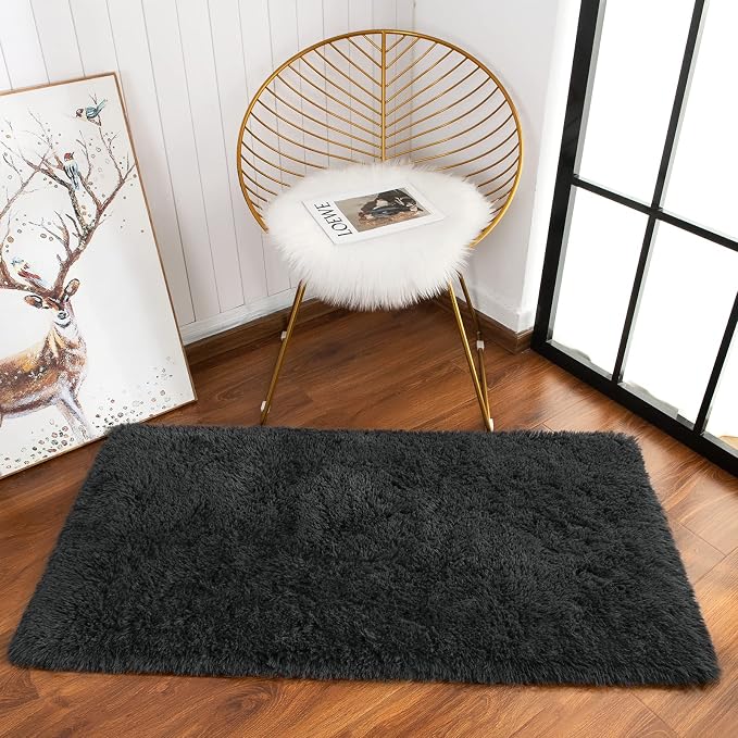 Chicrug Soft Runner Rug for Bedroom Living Room Plush Fluffy Rug 2x3 | Shag - Image 4