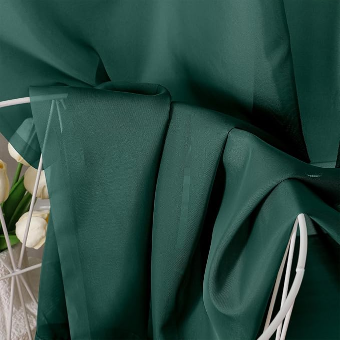 Hunter Green Sheer Curtains 54 Inches Long 2 Panels - Image 2