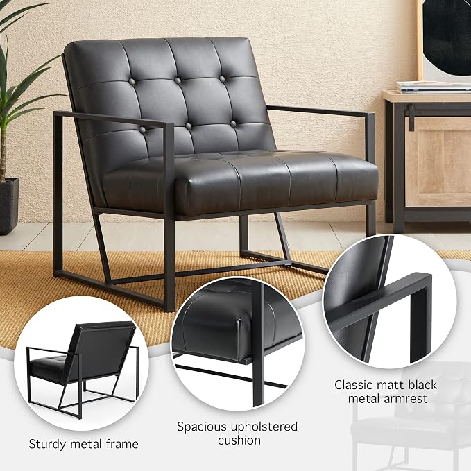 Glitzhome Mid Century Modern Accent Chairs Set of 2, Modern Living Room Chairs - Image 4