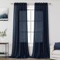 Navy Blue Linen Curtains 96 inches Long by Nanspring