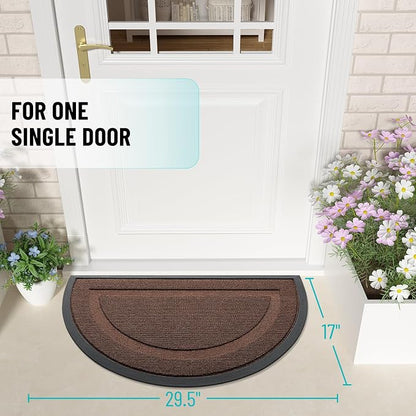 OLANLY Half Circle Front Door Mat Outside 29.5x17 All-Season Rubber Doormat | - Image 2