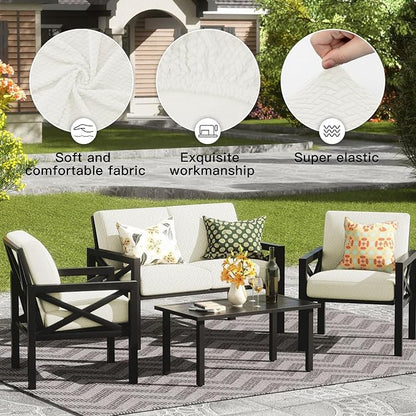 8Pcs Outdoor Cushion Covers, Elastic Patio Cushion Covers | Washable, - Image 4