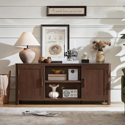 Joaxswe Farmhouse 55" Entertainment Center, Walnut Tv Stand - Image 4