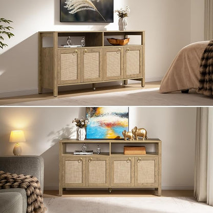 SICOTAS Rattan TV Stand for Television up to 65 Inch - Image 4