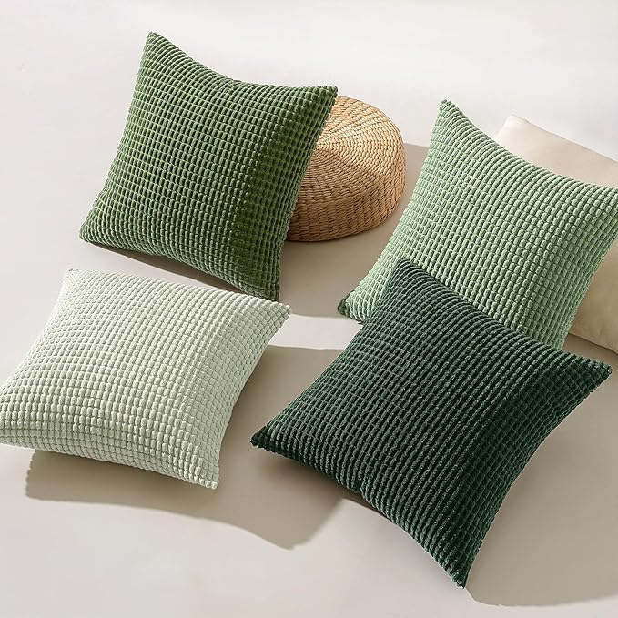 MIULEE Sage Green Pillow Covers 20x20 Inch Set of 4 Spring Boho Farmhouse Home - Image 4