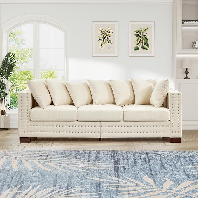 2 Piece Velvet Couch and Loveseat Sets, Mid Century Modern Couch - Image 8