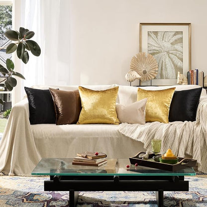 GIGIZAZA Gold Velvet Pillow Covers 26x26 Decorative Pillows Pack of 2 | Throw - Image 5