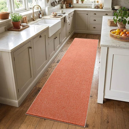 2x8 Orange/White Runner Rug Washable Non-Slip by Unknown