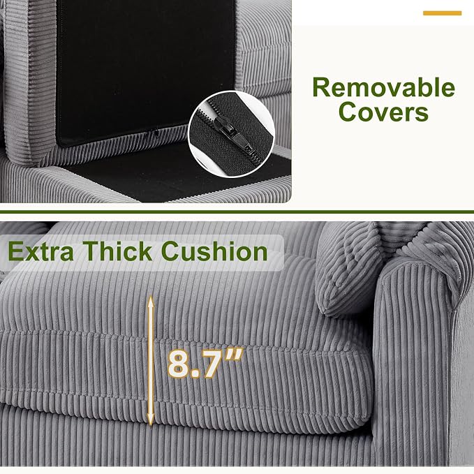 HAOMARKETS Corduroy 2-Seater Sofa, Upholstered Loveseat Couch - Image 6