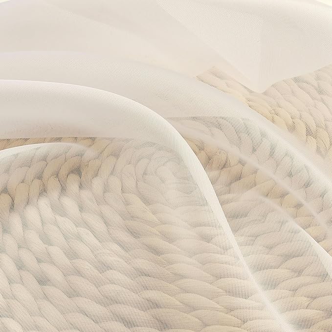 Cream Sheer Curtains 84 Inches Long 2 Panels - Image 6