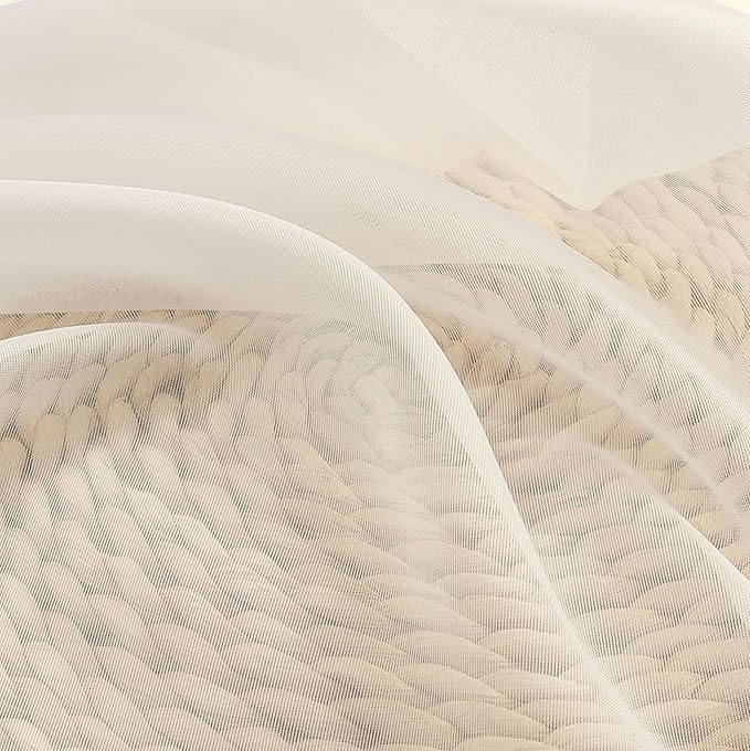 Cream Sheer Curtains 108 Inches Long 2 Panels - Image 6