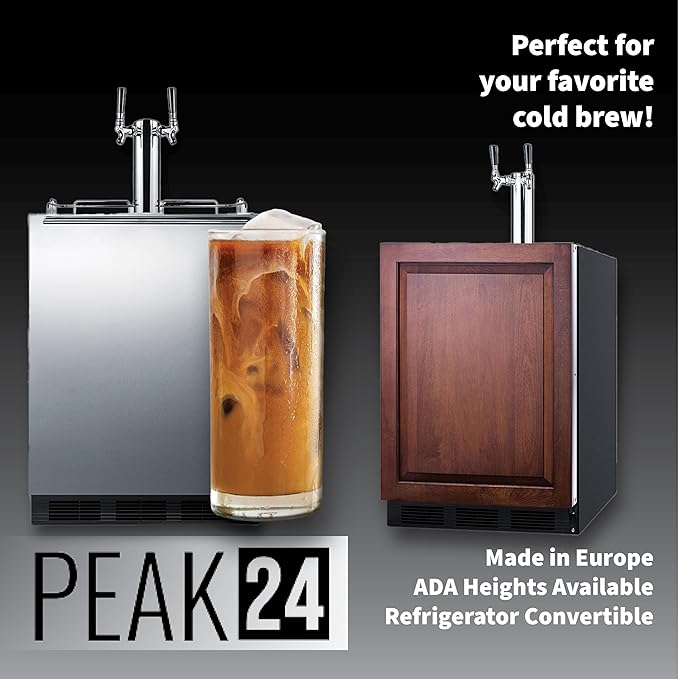 Summit 24" Cold Brew Kegerator, Dual Tap Kit, Stainless Steel- SBC7BRSCF2