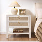 SICOTAS 26.7" Wide Boho Rattan Nightstand, Large Side Table by SICOTAS
