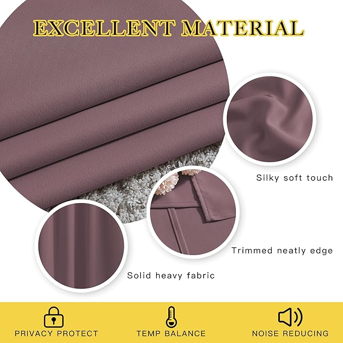 NICETOWN Blackout Curtains 72 inches Long 2 Panels Set - Image 4