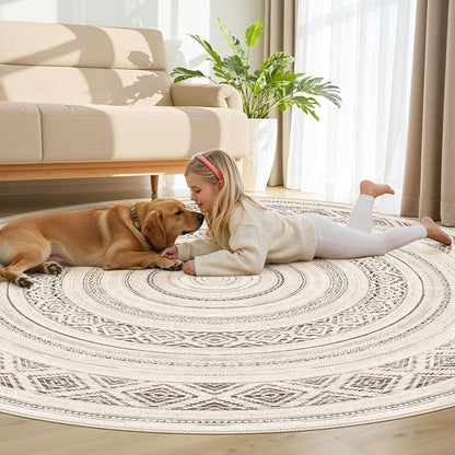 cotiled 8x8 Round Rug 8ft Circle Living Room Boho Area Rugs | Solve Modern - Image 7