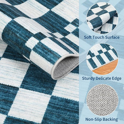 GarveeHome Blue Checkered Rug 6x9 Area Rugs - Image 6