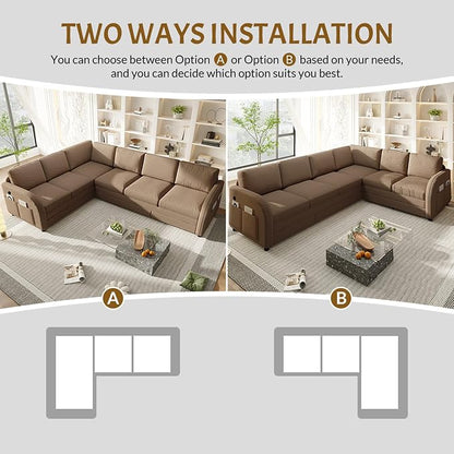 King Size Sleeper Sofas Convertible Couches, Oversized 6-Seat Sectional Sofa - Image 9