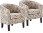 BELLEZE Living Room Chairs Set of 2, Linen Round Accent Barrel Chairs, Club Tub by BELLEZE