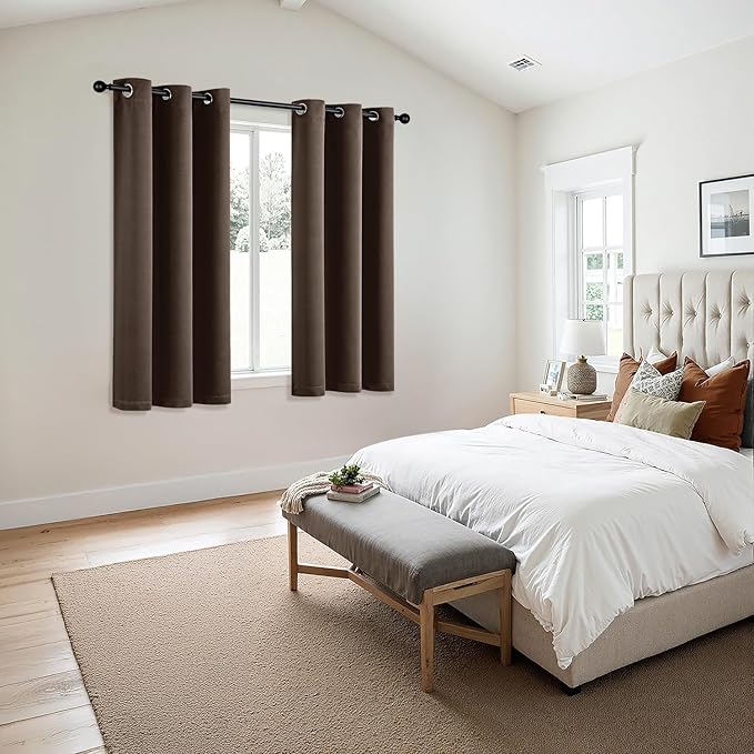MIULEE Blackout Curtains for Bedroom 2 Panels 40"x45" Long Chocolate Brown | - Image 6