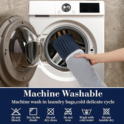 RESARE Waffle Bath Mat for Bathroom, Non Slip Bathroom Rugs 20"x32" Navy | - Image 6