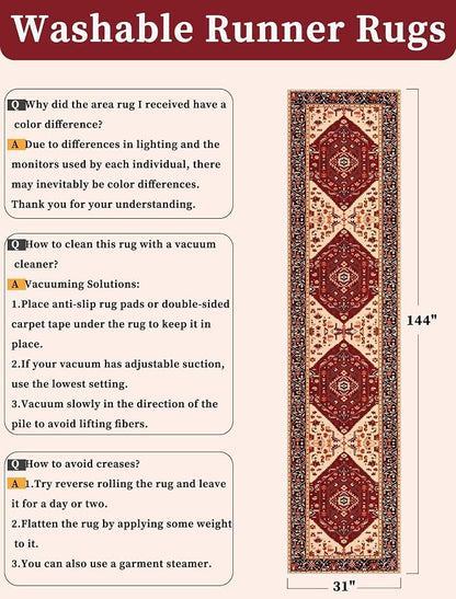 SERISSA 2'6"x12' Washable Non Slip Boho Runner Rug - Image 6