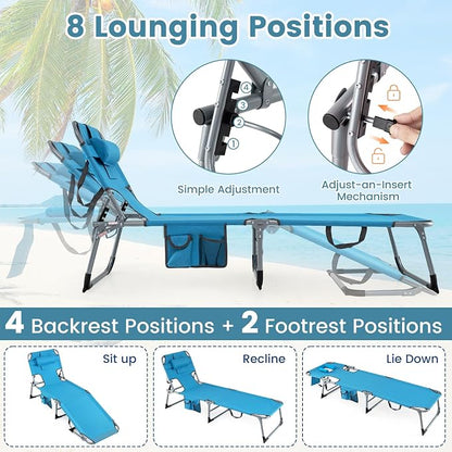 Goplus Tanning Chair, Folding Adjustable Patio Lounge Chair - Image 8
