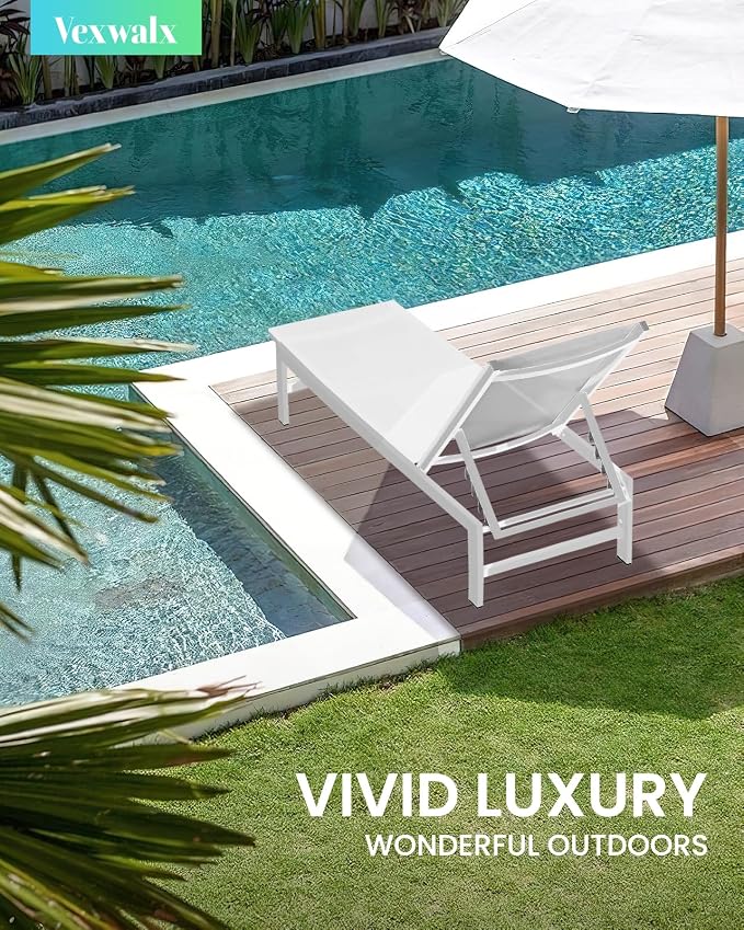 Vexwalx Outdoor Lounge Chair for Pool, Aluminum Chaise Lounge Chairs - Image 2