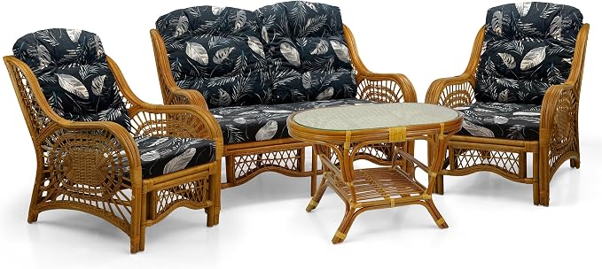 Malibu Lounge Loveseat Sofa Natural Rattan Wicker Handmade Design, Colonial - Image 5