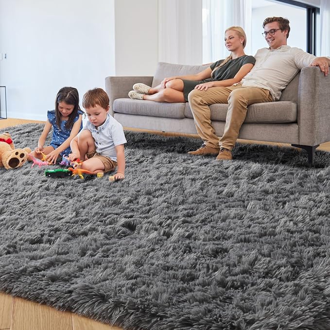 Plush Washable Area Rugs for Living Room 5x7 Grey, Soft Shaggy Rugs Carpets | - Image 8