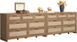 SICOTAS 7 Drawer Dressers for Bedroom Set 2, Long Rattan Dresser, Dresser TV by SICOTAS
