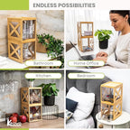 Bamboo Snack & Pantry kitchen Organizer – 2 Pack Bamboo Stackable Storage Drawers – Pull Out Storage for Cookies, Spices, Coffee Pods & K Cups – Clear Acrylic Drawer for Countertop Use