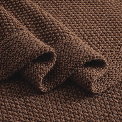 CozeCube Dark Brown Seed Stitch Throw Blanket 50"x60", Farmhouse Decor | Blanket - Image 8