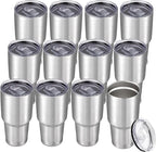 30 oz Tumbler with Lid Stainless Steel Tumblers Bulk Vacuum Insulated Cup Reusable Powder Coated Travel Mug Double Wall Leak Proof Cups Keep Cold Drinks for 12 Hours Stainless, Set of 12