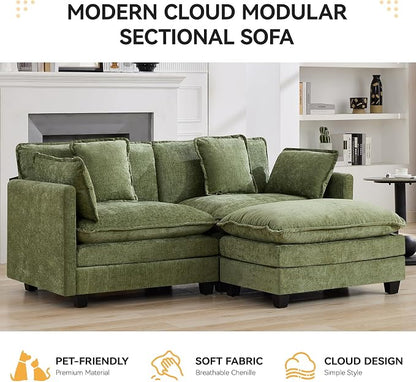 76'' Cloud Deep Seat Loveseat Sofa, Upholstered Chenille Modular 2-Seats - Image 7